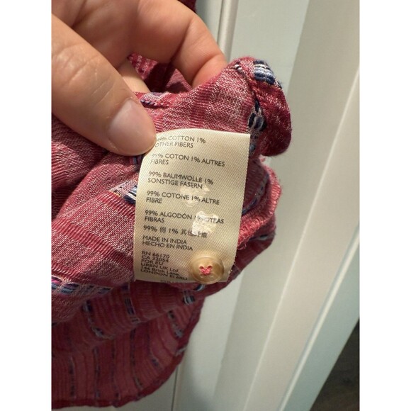 Anthropologie Pilcro S Pink Bo Boyfriend Metallic Stripe Cotton Button Tunic - Picture 4 of 4